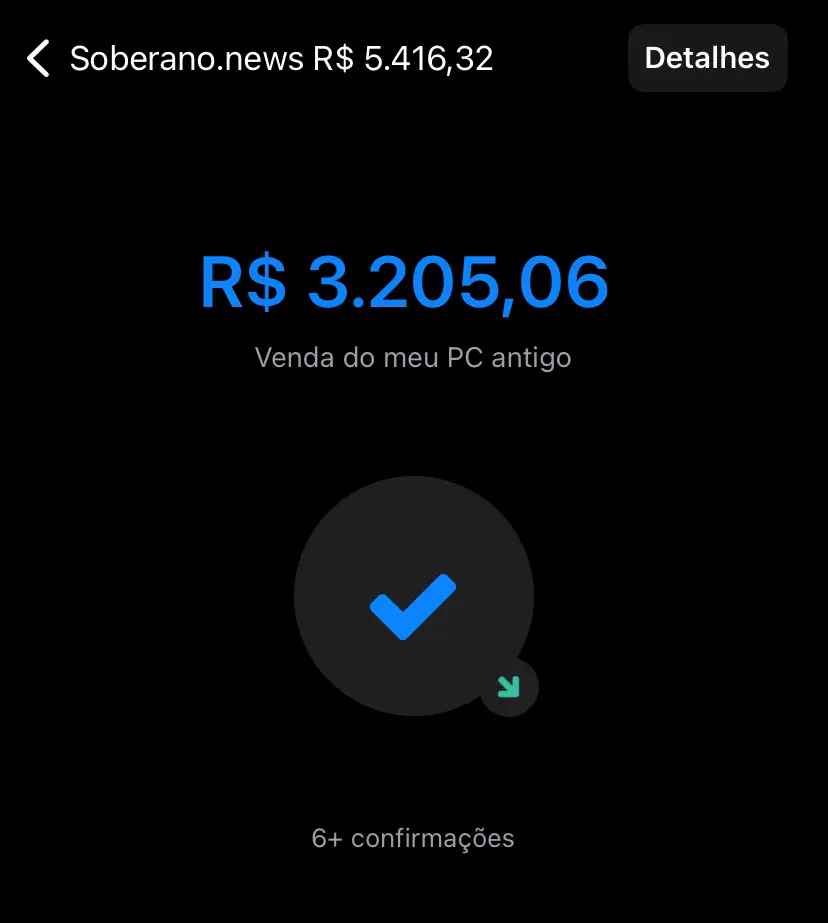 Recebimento de BTC na Blue Wallet