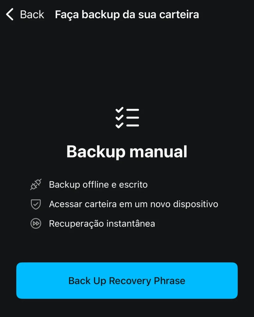 Backup da carteira Blockstream