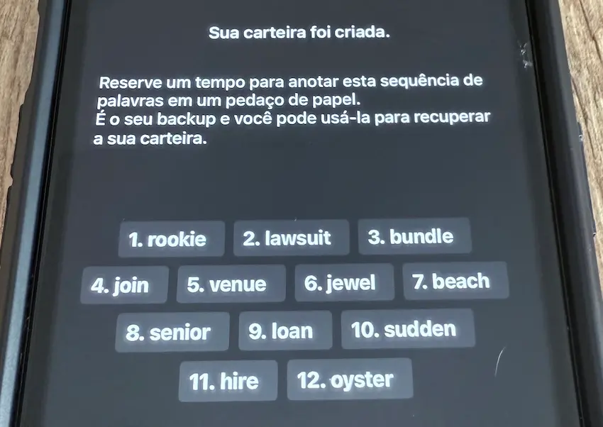 exemplo de seed phrase de bitcoin