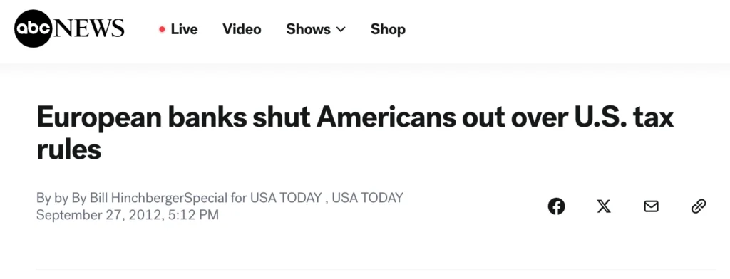 Bancos Europeus encerram contas de americanos por regras tributárias dos EUA