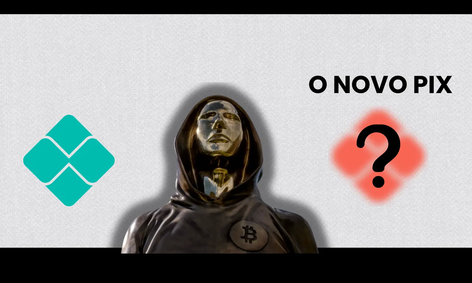 Pix com foto da estátua de Satoshi e frase "o novo pix"